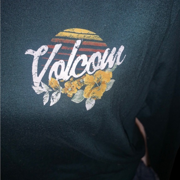 Volcom Emerald Green Forest Pine Sunset Bloom Floral Graphic Tee - Picture 12 of 16